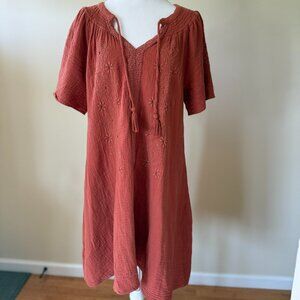 Lucky Brand Dress Womens Medium Cowgirl Core Western Floral Embroidered